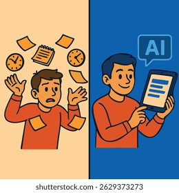 Chaos to Clarity with AI Tools Vector Illustration