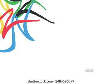 Chaos of colored lines on a white background.