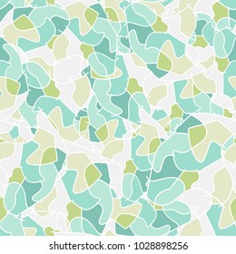 Chaos of colored spots with a white stroke. Fashionable summer beach camouflage.