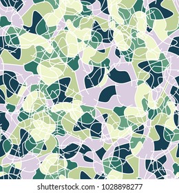 Chaos of colored spots with a white stroke. Fashionable summer beach camouflage.
