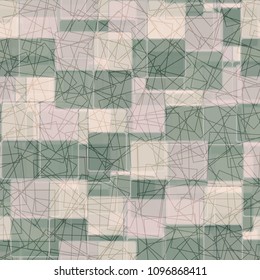 Chaos of colored squares is covered with a mishmash of rectangles. Seamless pattern. Fashionable texture. Camouflage.