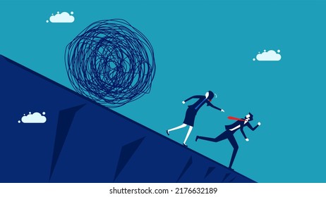 chaos in the economic crisis. A businessman escapes from the chaos that has fallen. vector