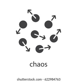 Chaos glyph icon. Silhouette symbol. Chaotic movement. Negative space. Vector isolated illustration