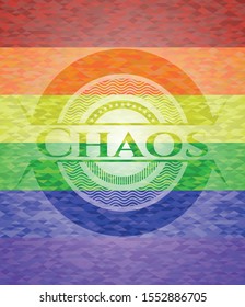 Chaos lgbt colors emblem. Vector Illustration. Mosaic.