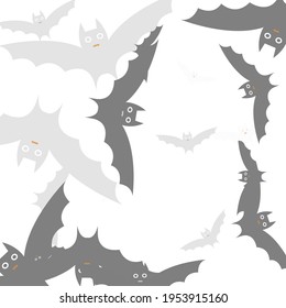 Chaos Light Silver Bats Vector Design Pic. Print Attack Scary Black Modern Style Simple Art. Retro Motion Funny Grey Flying Bats Art Pattern. Spooky White Creepy Orange Halloween Modern Design.