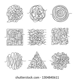 Chaos Lines. Scribble Messy Shape Threading Pattern Vector Abstract Forms