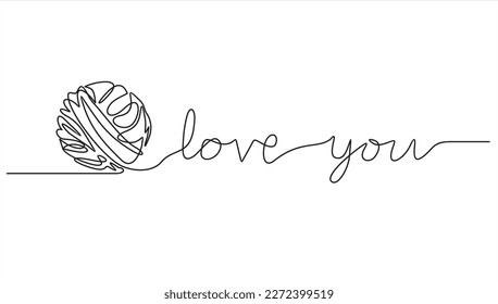 Chaos and love you abstract minimalist concept vector illustration. Metaphor of disorganized difficult problem, mess with black single continuous tangle thread in need of unraveling isolated on white