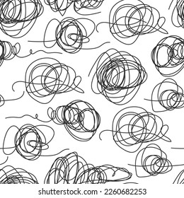 Chaos messy scribble vector cartoon seamless pattern background for wallpaper, wrapping, packing, and backdrop.