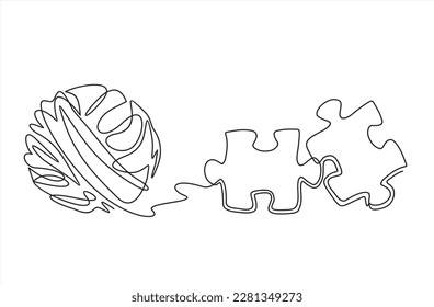 Chaos and order abstract minimalist concept vector illustration. Metaphor of disorganized difficult problem, mess with black single continuous tangle thread in need of unraveling isolated on white