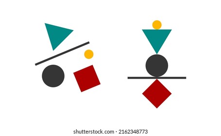 Chaos and order concept. Orderly and disordered life. Life coaching, mentor. Comparison before and after. Manager symbol. Business metaphor