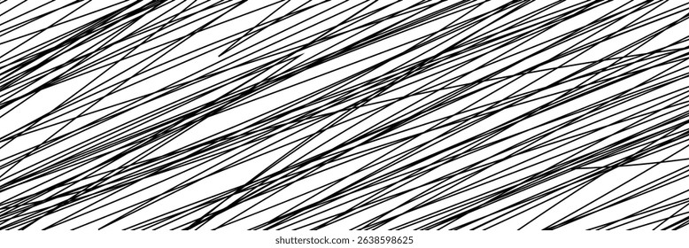 Chaos pattern. Abstract texture. Random chaotic lines. Intricate wallpaper. Hand drawn dinamic scrawls. Black and white illustration. Background with lines and waves. Universal texture. Art creation