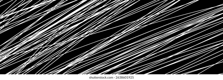 Chaos pattern. Abstract texture. Random chaotic lines. Intricate wallpaper. Hand drawn dinamic scrawls. Black and white illustration. Background with lines and waves. Universal texture. Art creation