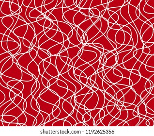 Chaos pattern. Hand drawn dinamic scrawls. Pattern with lines and waves. Universal wavy texture. Abstract dinamic background. Doodle for design. Lineal wallpaper. Decorative style. Line art creation