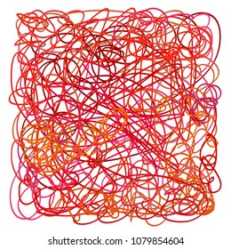 Chaos pattern on white. Tangled texture with chaotic lines. Hand drawn dinamic scrawls. Frame with random waves. Line art creation. Print for banners, posters, flyers and textiles. Greeting cards