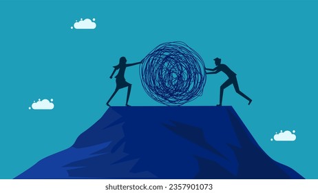 Chaos problem. Two businessmen pushing chaos