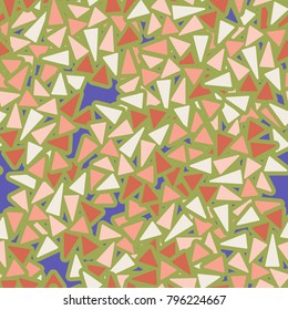 Chaos from rounded triangles. Glamorous camouflage. Seamless texture.