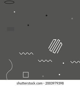 Chaos Silver Grey Vector Design Pic. Calm Shadows Oval Polygon Modern Hipster Style Background. White Triangle Black Ornamental Fabrics. Square Gray Pastel Digital Geometrical Art Illustration.