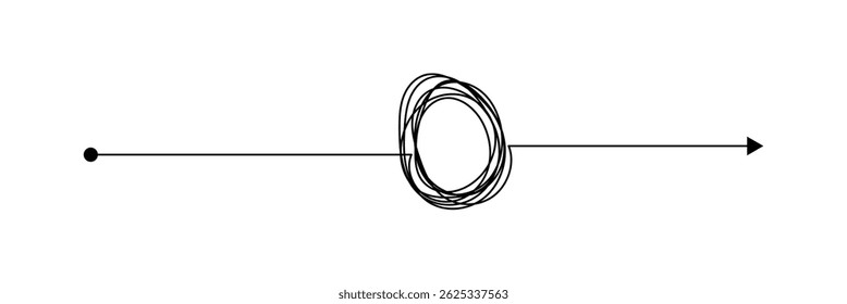 Caos simples linha seta bagunçado mão desenhada doodle set. dificuldade minimalista solução ideia de negócio esboço coleção em eps 10.