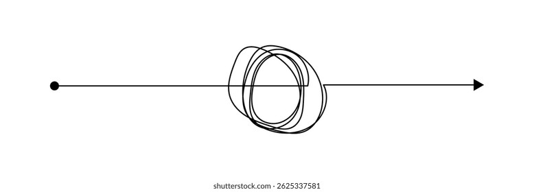 Chaos simple line arrow messy hand drawn doodle set. Minimalistic difficulty solution business idea sketch collection in eps 10.