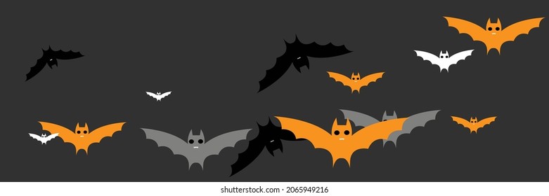 Chaos Sky Horror Orange Party Bats. Vampire Faces White Fear Cartoon Backdrop. Spooky Monster Black Funny Grey Halloween Art Illustration. Gothic Dracula Mysterious Scary Creepy Bats Illustration.