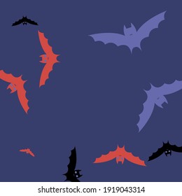 Chaos Sky Pink Purple Halloween Art Illustration. Print Night Eyes Retro Gothic Bats Vector Illustration. Motion Scary Colorful Red Wallpaper. Black Creepy Attack Spooky Art Flying Bats Fabrics.