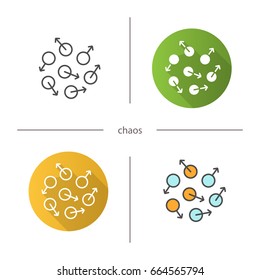 Chaos symbol icon. Flat design, linear and color styles. Chaotic movement. Isolated vector illustrations