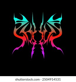 Chaos text typography gradient color. Dark Lettering font vector illustration