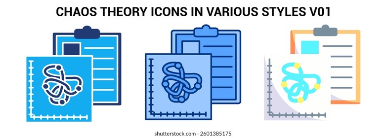 Chaos Theory icon represented by tangled thread Blue, Flat, Dualtone style.