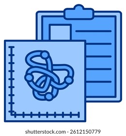 Chaos Theory icon represented by tangled thread Blue style.