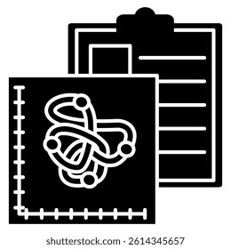 Chaos Theory icon represented by tangled thread Black Filled style.