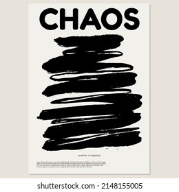 Chaos. Vector hand drawn minimalistic placard with illustration. Creative abstract artwork . Template for card, poster, banner, print for t-shirt, pin, badge, patch.