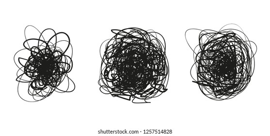 Chaos waved backdrops. Chaotic patterns on white. Tangled textures with lines. Hand drawn dinamic scrawls. Backgrounds with waves. Prints for banner, poster, flyer and textile