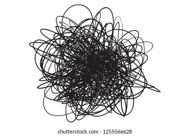 Chaos waved wallpaper. Chaotic pattern on white. Tangled texture with lines. Hand drawn dinamic scrawls. Background with lines and waves. Print for banners, posters, flyers and textiles