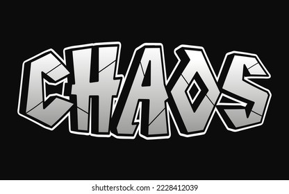 Chaos word graffiti style letters.Vector hand drawn doodle cartoon logo illustration. Funny cool chaos letters, fashion, graffiti style print for t-shirt, poster 