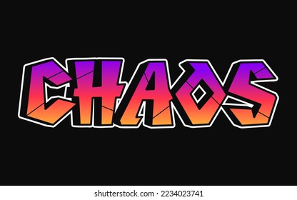 Chaos word graffiti style letters.Vector hand drawn doodle cartoon logo illustration.Funny cool chaos letters, fashion, graffiti style print for t-shirt, poster concept