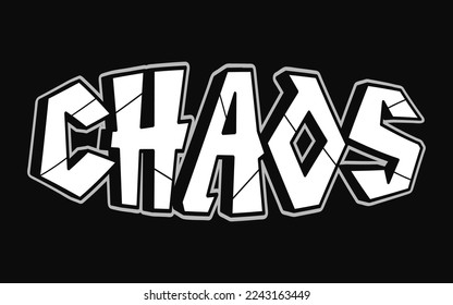 Chaos word graffiti style letters.Vector hand drawn doodle cartoon logo illustration. Funny cool chaos letters, fashion, graffiti style print for t-shirt, poster 