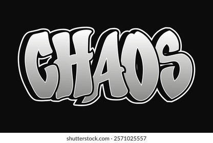 Chaos word trippy psychedelic graffiti style letters. Vector hand drawn doodle cartoon logo Chaos illustration