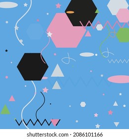 Chaos Zigzag Silver Pastel Modern Hipster Background. Calm Lines Black Ornamental Fabrics. Pink Green Oval Triangle Grey Geometrical Modern Design. Shadows Orange Polygon Blue Vector Illustration.
