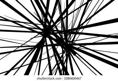Chaotic abstract black and white background. Abstract random irregular lines. Vector illustration for your graphic design.