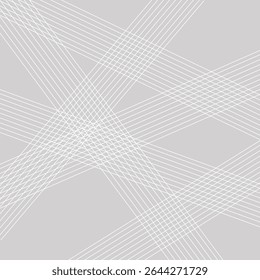 Chaotic abstract geometric thin white lines crossing diagonally on a neutral gray pattern. Ideal for tech, minimalism, or design texture uses. Webtoon, manga or comic vector background. 