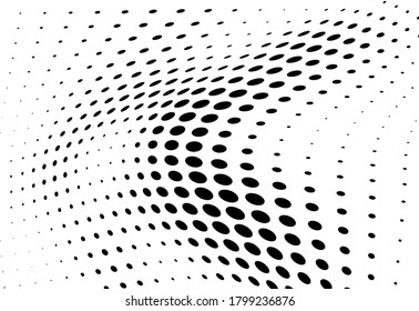 Fondo caótico abstracto de hafton. Olas de puntos negros sobre blanco