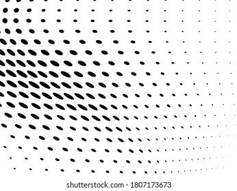 Chaotic abstract hafton background. Waves of black dots on white