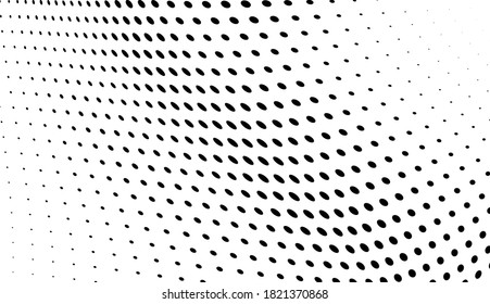 Fondo caótico abstracto de hafton. Olas de puntos negros sobre blanco