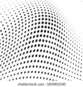 Chaotic abstract hafton background. Waves of black dots on white