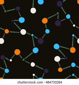 Chaotic abstract pattern with links between DNA molecules or atoms. Can be used for wallpaper, background for your blog, or for printing on fabric.