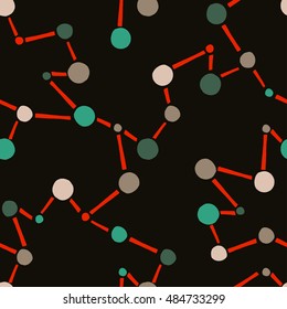 Chaotic abstract pattern with links between DNA molecules or atoms. Can be used for wallpaper, background for your blog, or for printing on fabric.