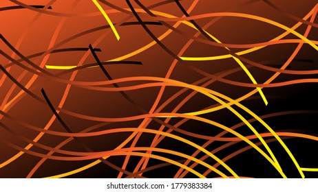 chaotic abstract wave lines. orange background combined with chaotic abstract lines