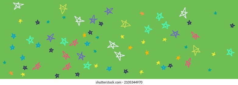 Chaotic Acid Vivid Naive Kids Bright Stars Illustration. Grey Turquoise Stars Childish Orange Blue Neon Purple Background. Mint Pastel Violet Green Vibrant Black Yellow Handdrawn Stars.