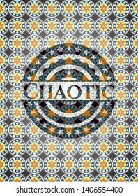 Chaotic arabesque style emblem. arabic decoration.