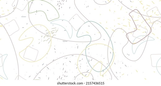 Chaotic Artistic Seamless Pattern. Surface Textile. Creative Vector Background. Fashion Concept. Irregular Print. One Line Doodle Drawing. Simple Texture. Swirls Curved Elements. Vector Illustration.